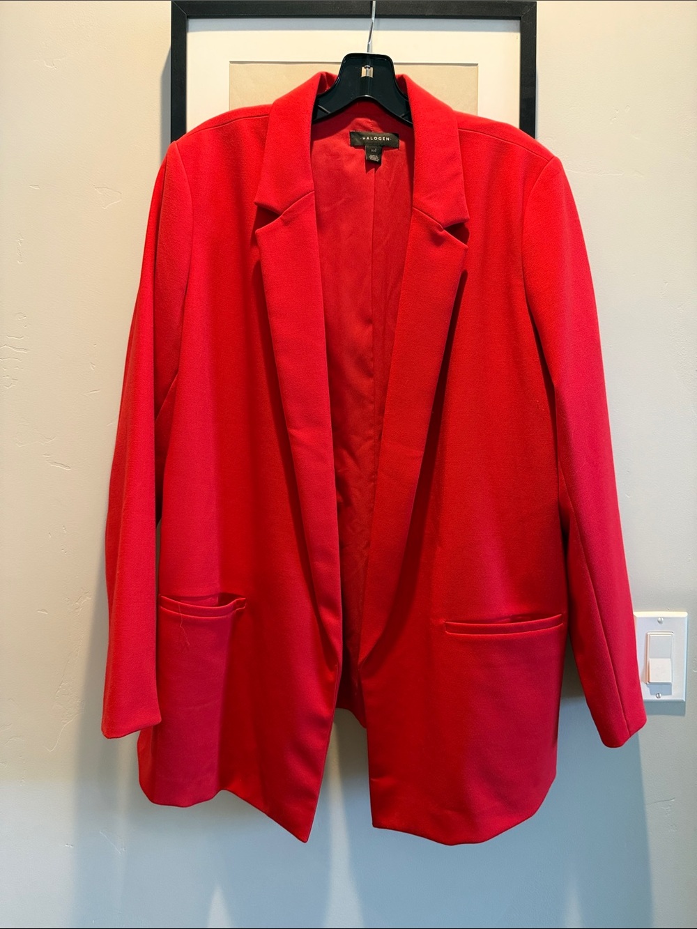 Bright Red Open-Front Blazer Jacket